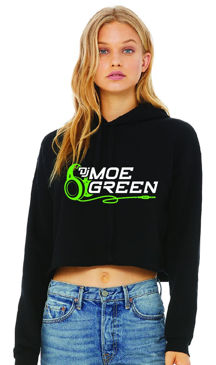moe green black crop hoodie